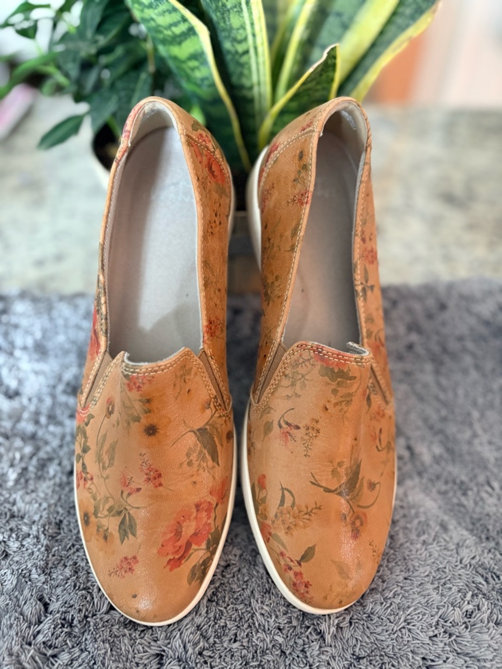 Dansko Tan Floral Slip-On Clogs